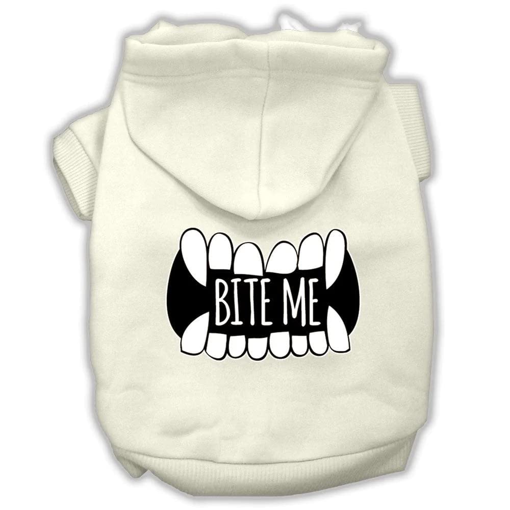 Pet, Dog & Cat Hoodie Screen Printed, 'Bite Me' Cream Xl (14-20 Lbs.)