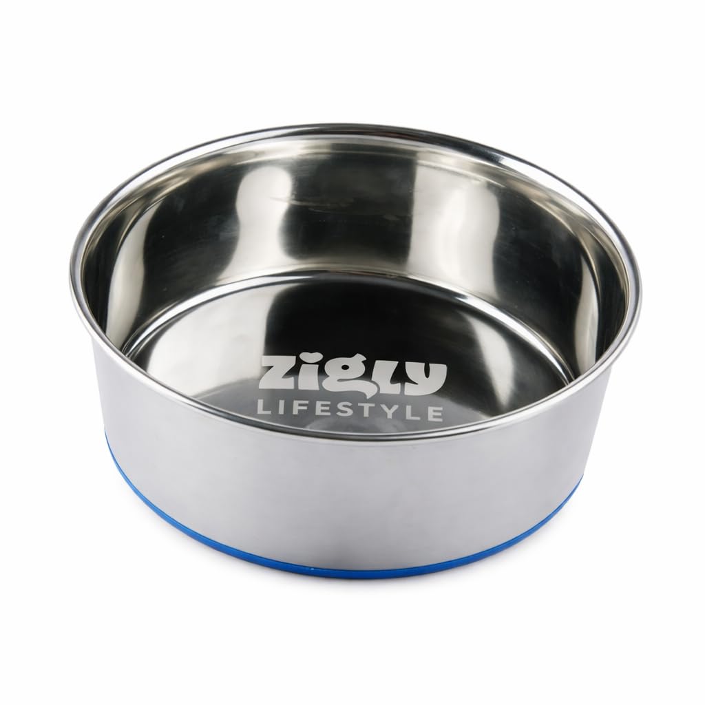 Zigly Lifestyle Stainless Steel Dog Feeding Bowl For Large & Giant Breeds | RustResistant AntiSkid Food & Water Bowl | Heavy D