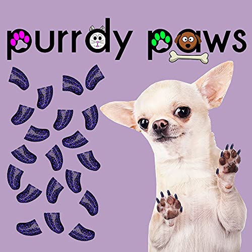 Purrdy Paws 40 Pack Soft Nail Caps For Dog Claws Violet Glitter X-Large