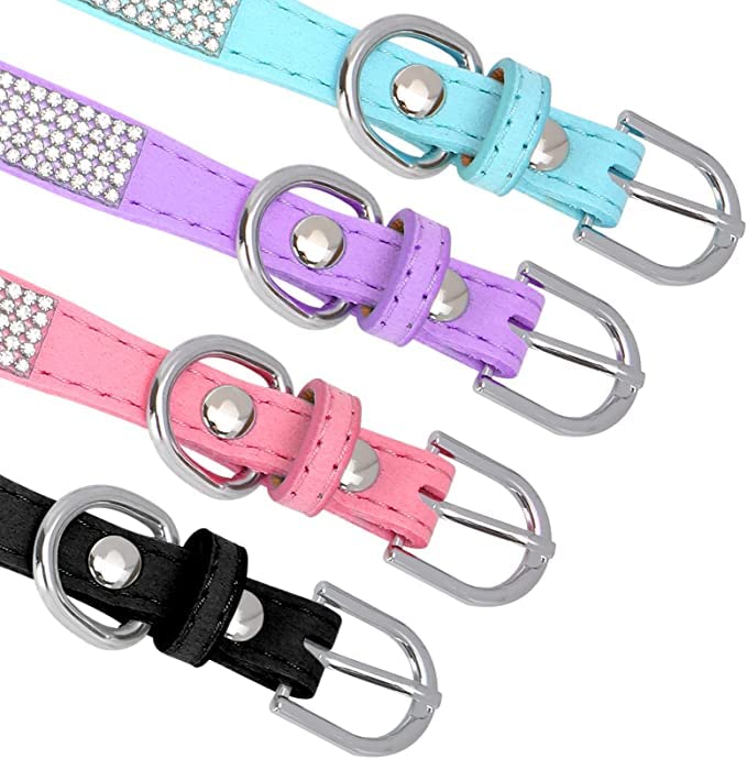 Bling Dog Collars For Small Dogs, Rhinestone Puppy Collar With Jeweled Crystal Sparkling Glitter Girl'S Cat Collar Adjustable Fo