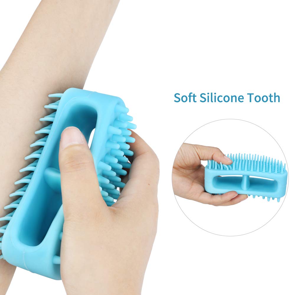 Dog Brush & Cat Brush, Soft Silicone Dog & Cat Grooming Brush, Pet Bath & Massage Brush For Cats And Dogs With Short Or Long Hair, Cat Slicker Shedding Hair Brush Blue