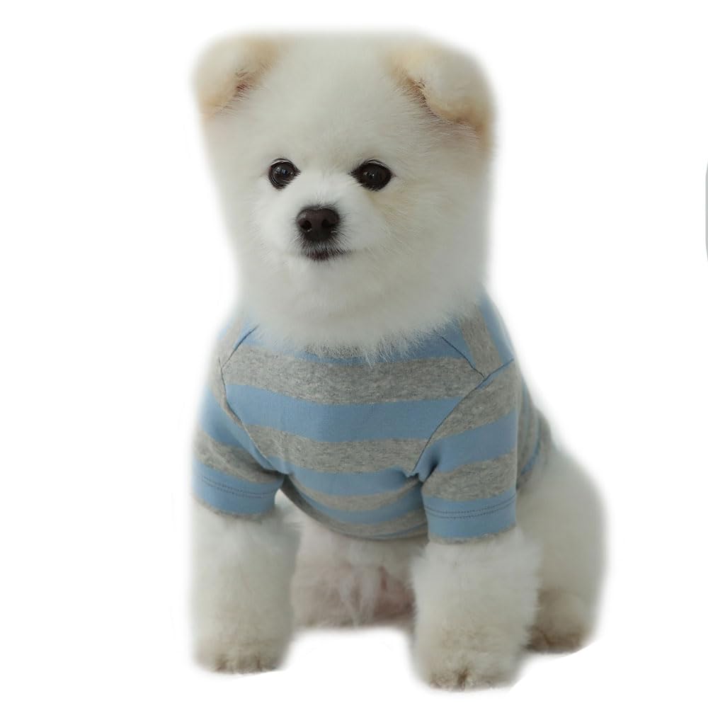 Lucky Petter Dog Cotton Shirts For Small And Large Dogs Rugby Striped T-Shirts Soft Breathable Dog Shirt Pet Clothes (Small, Blu