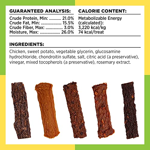 BIXBI Hip & Joint Support Chicken Jerky Dog Treats, 5 oz - USA Made Grain Free Dog Treats - Glucosamine, Chondroitin for Dogs -