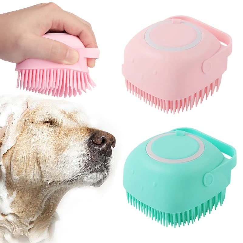 Ocer Dog Bath Brush  Soft Silicone Dog Shampoo Brush, Pet Grooming Bath Massage Brush Shampoo Dispenser, Dog Brush Dog Shower P