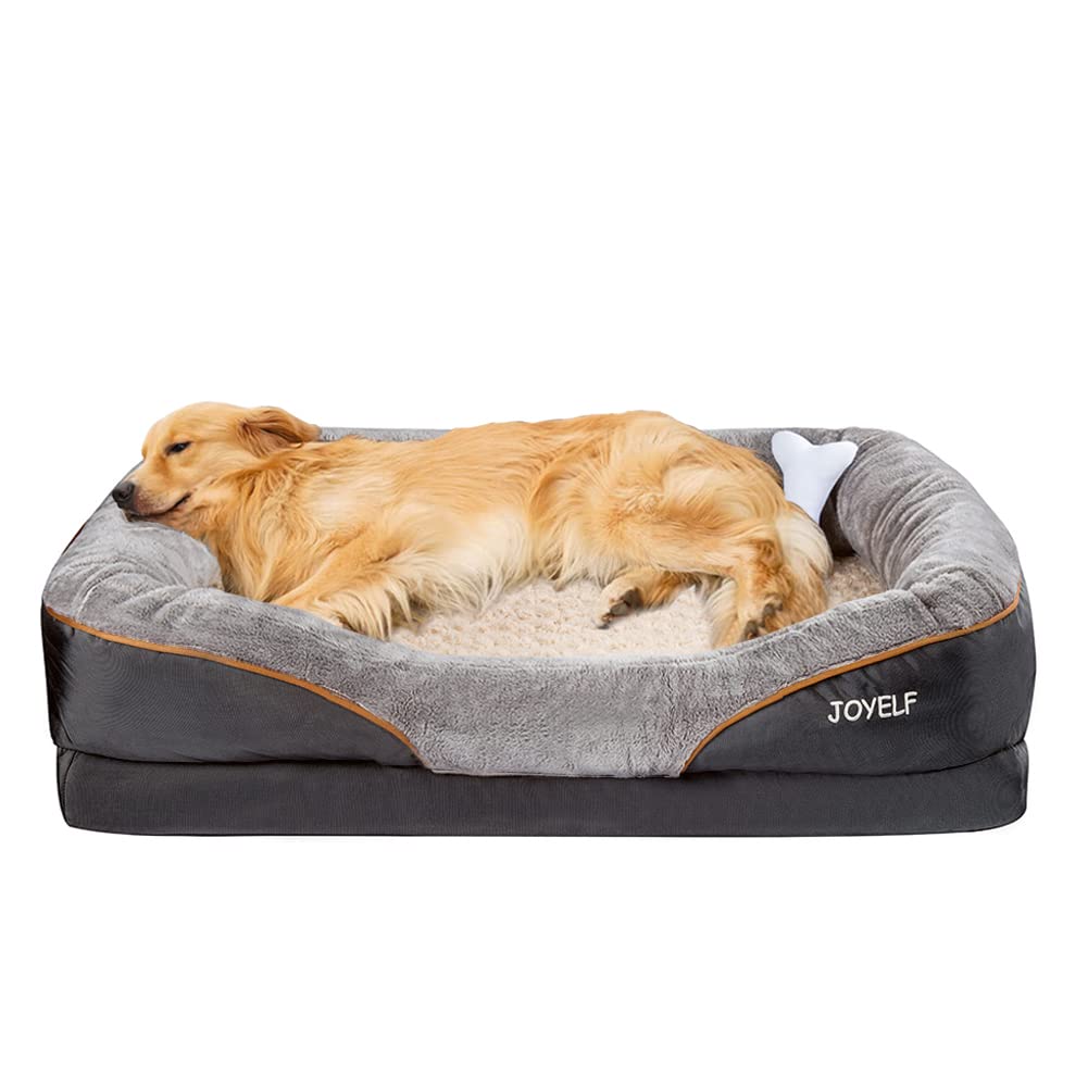 Joyelf X-Large Memory Foam Dog Bed - Orthopedic & Removable Washable Cover Dog Sleeper For Large Dogs