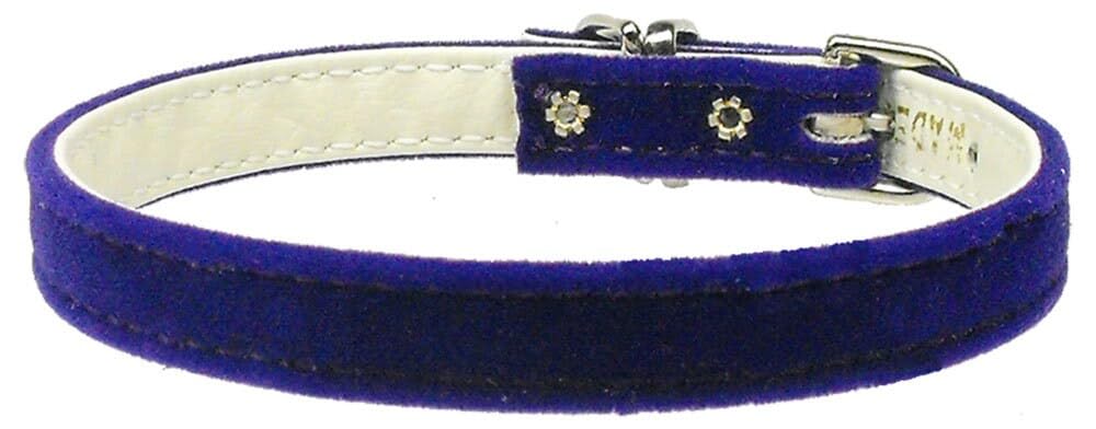 Dog, Puppy & Pet Plain Collar, &quot;3/8&quot; Velvet&quot; Purple 16