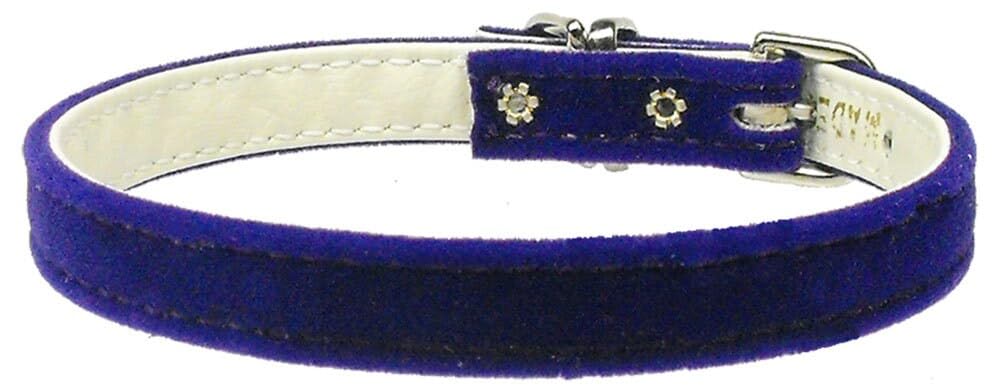 Dog, Puppy & Pet Plain Collar, &quot;3/8&quot; Velvet&quot; Purple 14