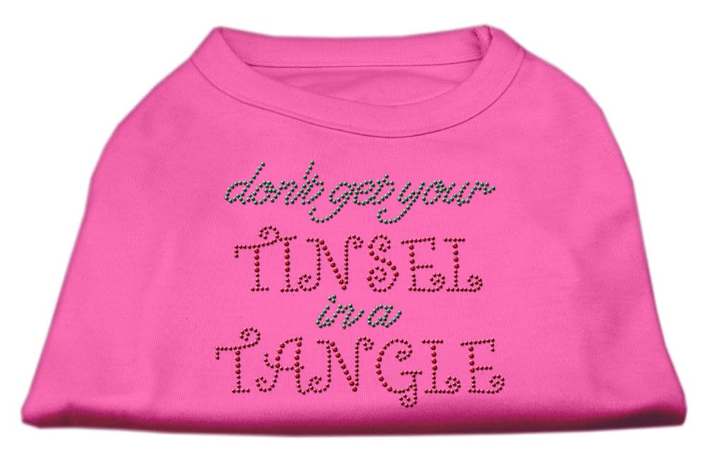 Christmas Pet Dog & Cat Shirt Rhinestone, 'Don'T Get Your Tinsel In A Tangle' Bright Pink 3Xl (25-35 Lbs.)