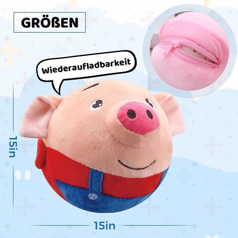 2024 New Active Moving Pet Plush Interactive Electronic Dog Toy - Rechargeable Squeaky Moving Ball Toy (Red Pig)