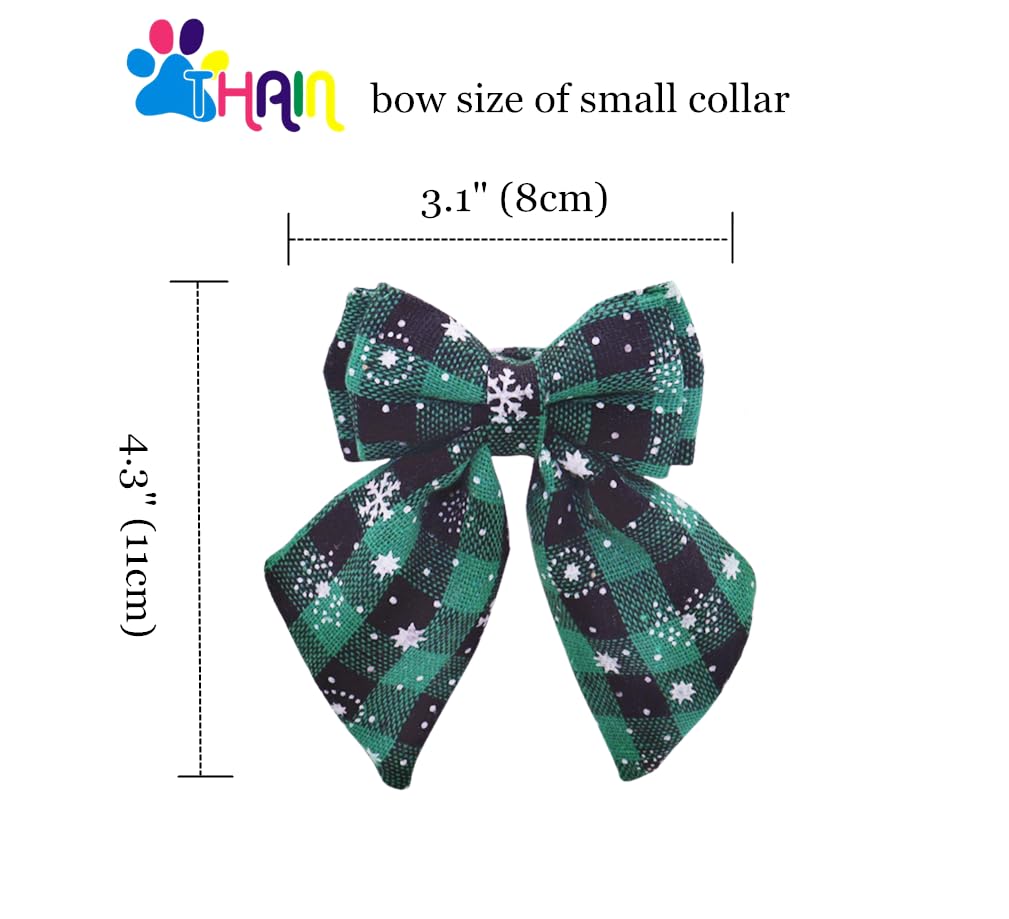 Thain Christmas Dog Collar With Style Bow, Quick Release Plastic Buckle Adjustable Cotton Red Bowtie Dog Christmas Collars For S