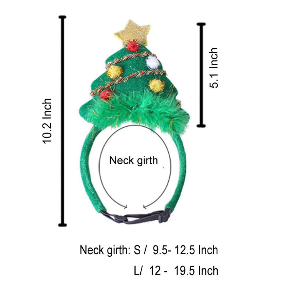 Aniac Christmas Tree Dog Costume - Medium Large Dog Xmas Tree Headband & Santa Hat - Cute Holiday Head Accessories