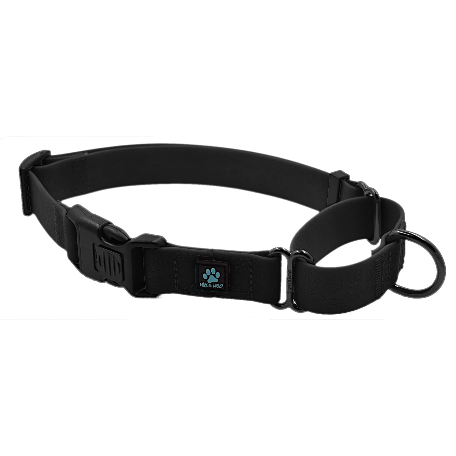 Max And Neo Waterproof Martingale Dog Collar - We Donate A Collar To A Dog Rescue For Every Collar Sold (Large, Black)