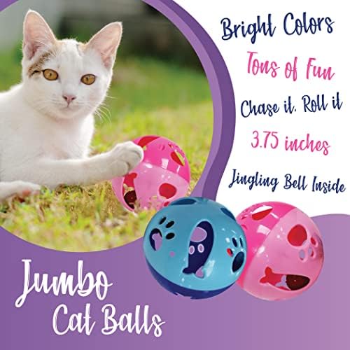 LOVINPUP Cat Ball Toy with Bell Larger Size, Bells Jingle as Balls Roll, Cat Toy for Small or Large Cats, or Other Animals (Pink