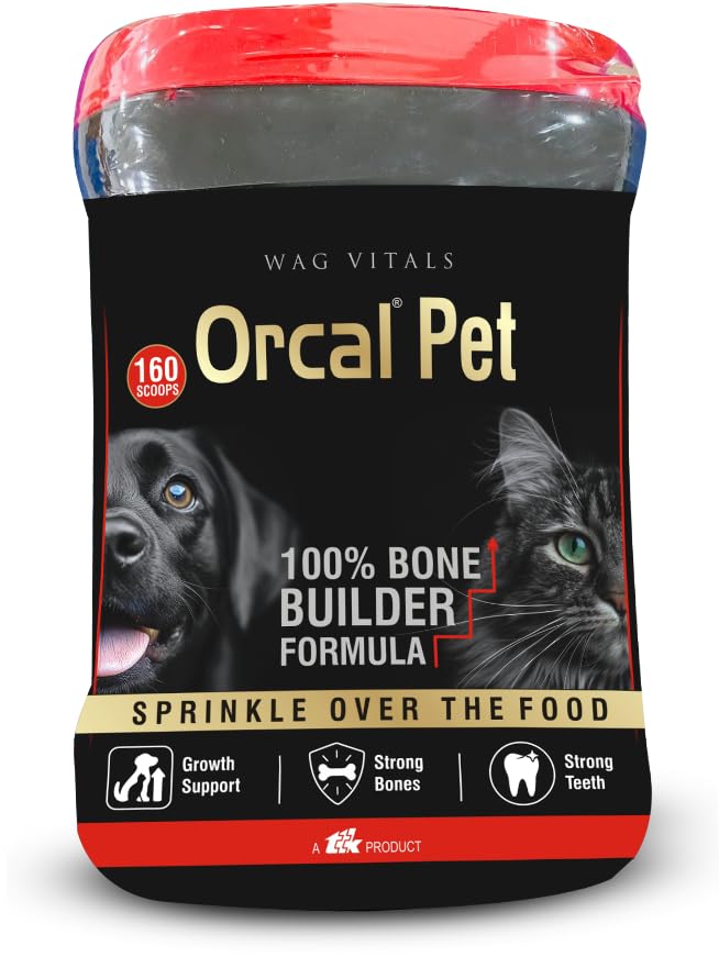 Wag Vitals Orcal Pet Calcium & Phosphorus Supplement Powder For Dogs & Cats | Calcium, Phosphorus, Magnesium & BrewerS Yeast | 