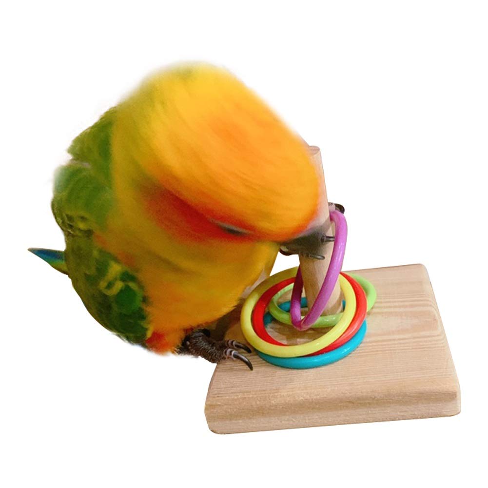 Qbleev Bird Training Ring Toy, Parrot Trick Tabletop Toys, Bird Educational Toys, Stacking Color Rings,Bird Cage Toys