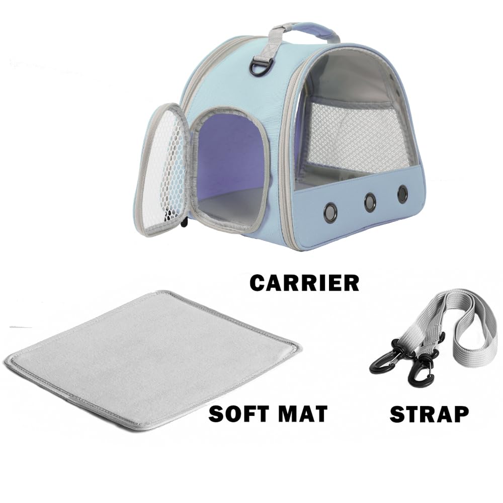 Guinea Pig Carrier Backpack, Clear Bubble Window Backpack for Guinea Pig, Bunny Rat Bird (Blue, Carrier)