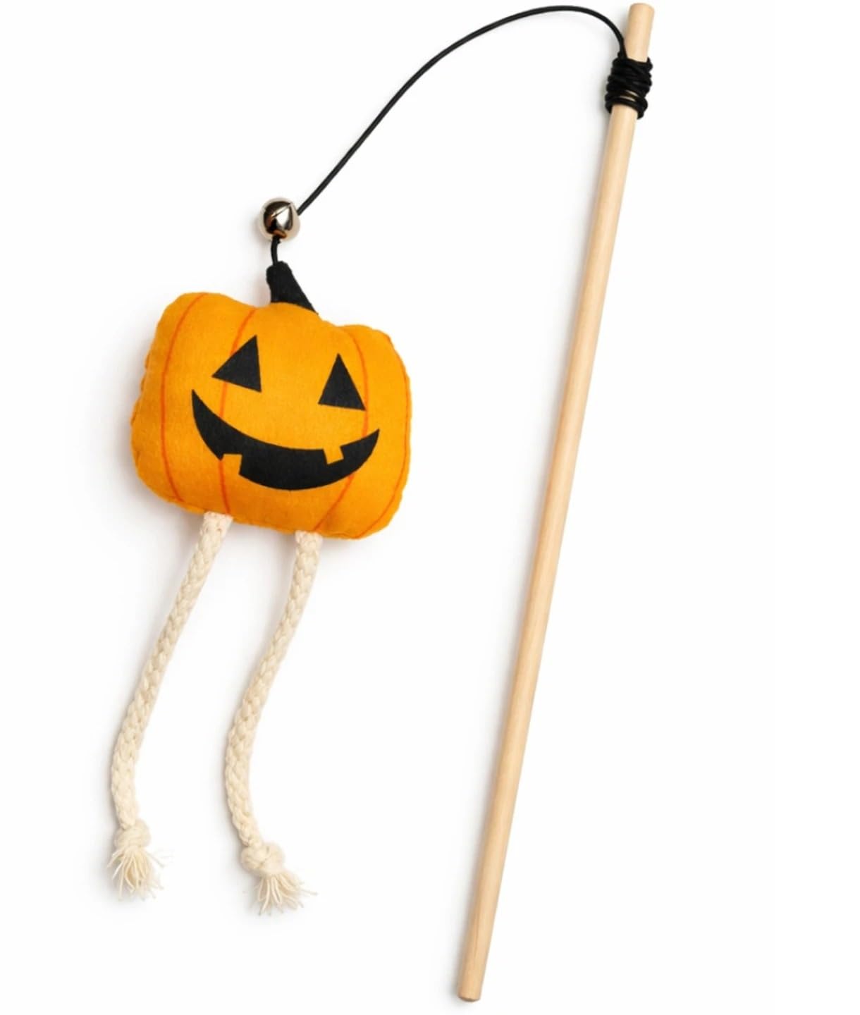 Pet Fun Cat Teaser Playing Wooden Stick Plush Toy (Halloween, 41Cm) For Cats And Kittens Interactive Bell Hanging Wood Wand Fun 
