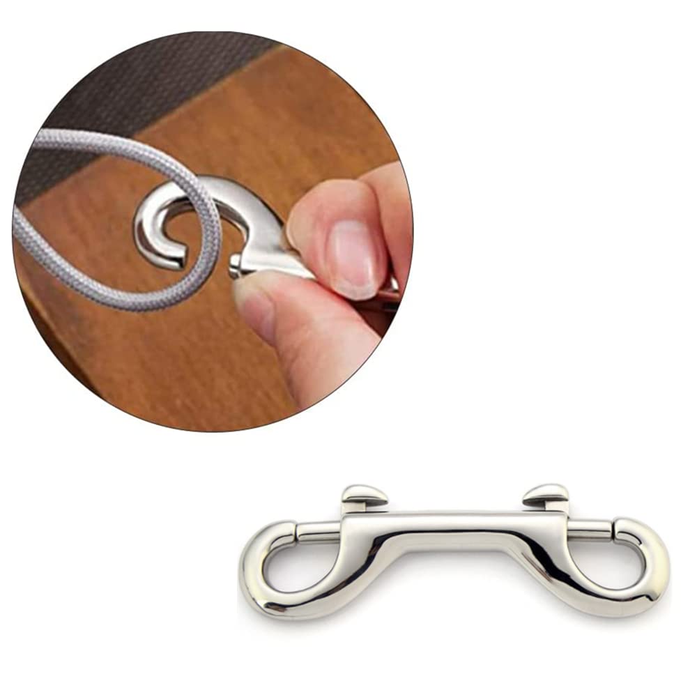 Jleivvi 2 Pcs Double Ended Lead For Dogs, Bolt Snap Hooks Zinc Alloy Double End Clip Silver Diving Clip Trigger Snaps For Diving