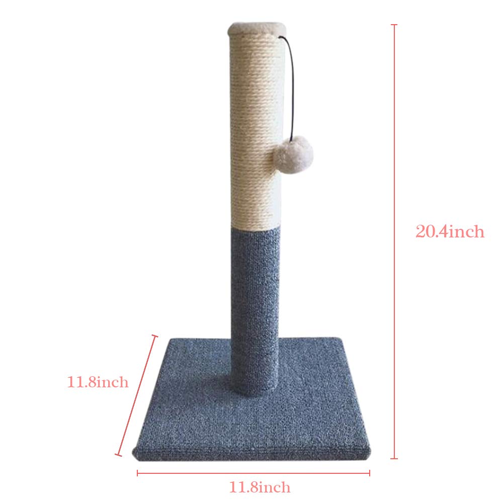 Barelove Cat Scratching Post Tower, Tall Cat Scratch Post, Natural Sisal Rope Scratcher Posts Refill For Indoor Cats, Carpet Cat Scratching Post With Replaceable Toys, Sturdy Base (Grey)