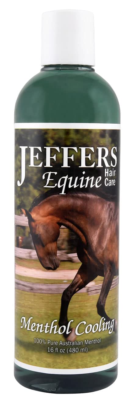 Jeffers Equine Menthol Cooling Horse Shampoo 16 oz - 100% Pure Australian Menthol, Coconut Oil, Aloe & Vitamin E - Moisturizing,