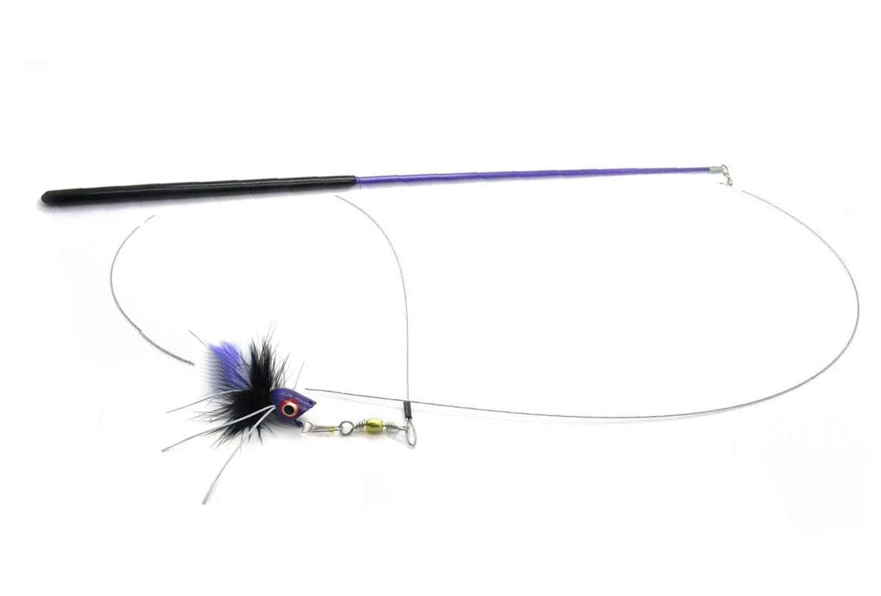 Kat Fly Cat Toy Teaser Wand With Bugsy Bug Fly Katfly Teaser - Purple