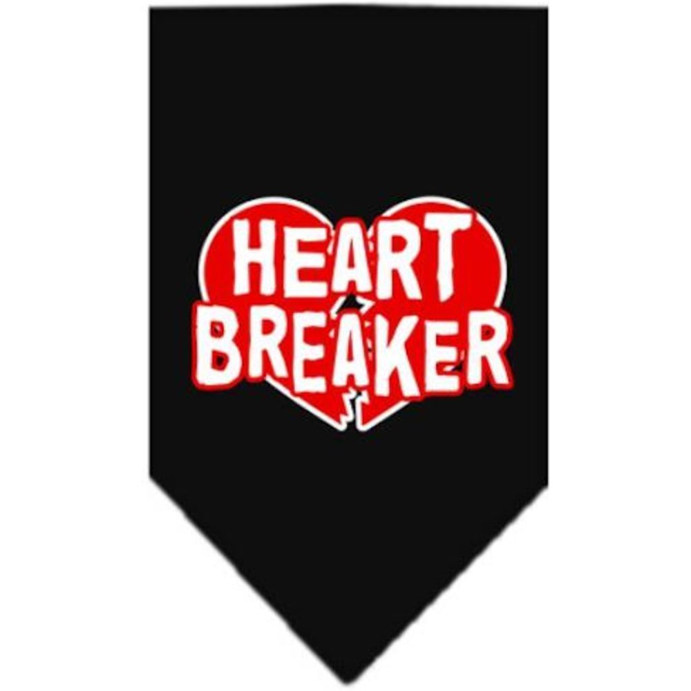 Pet and Dog Bandana Screen Printed, &quot;Heart Breaker&quot; Black Large