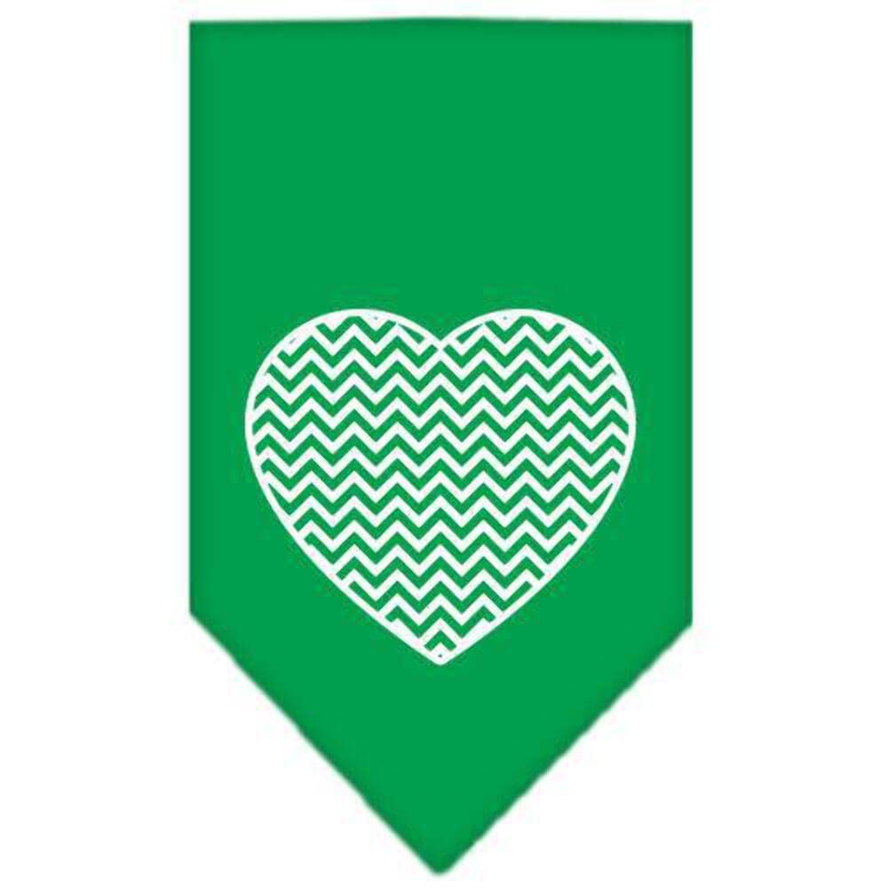 Pet and Dog Bandana Screen Printed, "Chevron Heart" Red Small