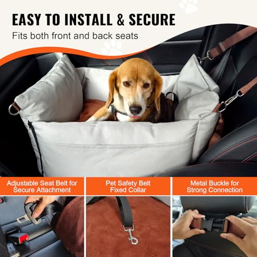 Vevor Dog Booster Car Seat Pet Car Seat For Small Dog Up To 25Lbs Gray