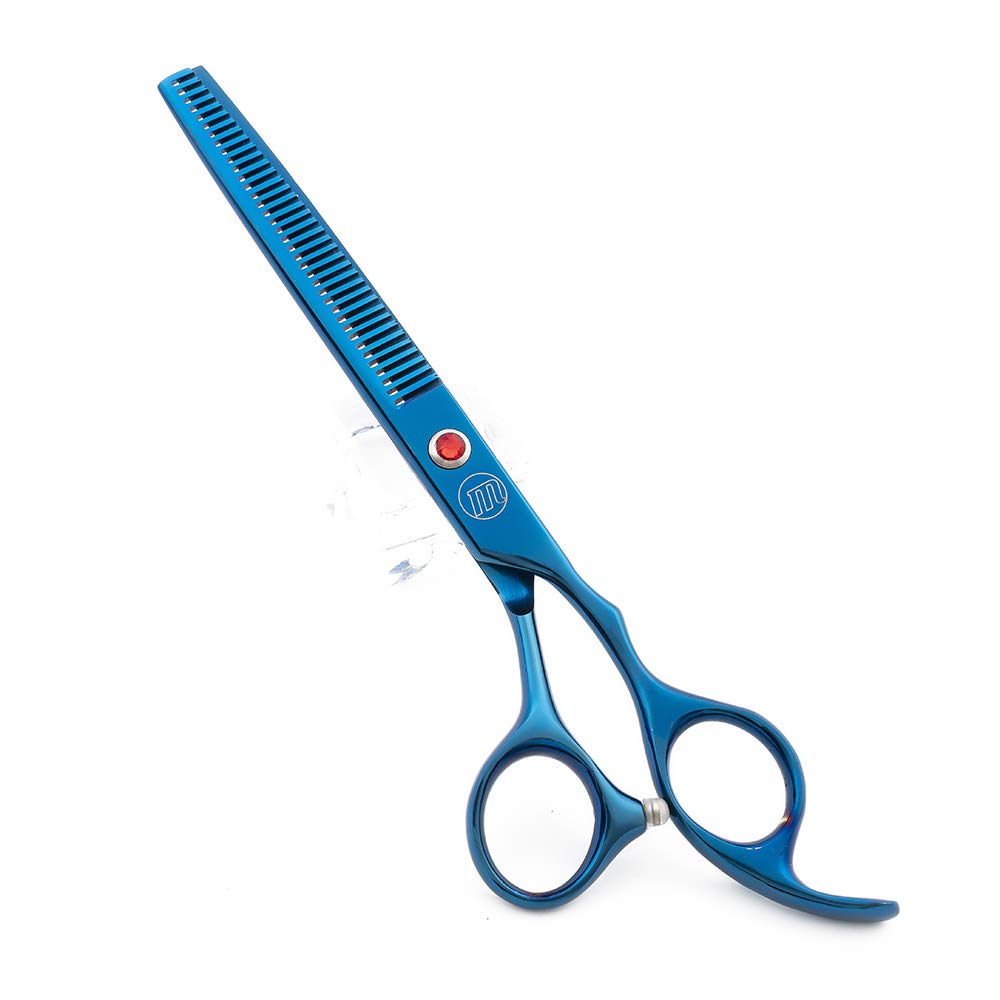 Moontay Professional 7.0' Dog Grooming Scissors Set, 4-Pieces Straight, Upward Curved, Downward Curved, Thinning/Blending Shears For Dog, Cat And Pets, Jp Stainless Steel, Blue