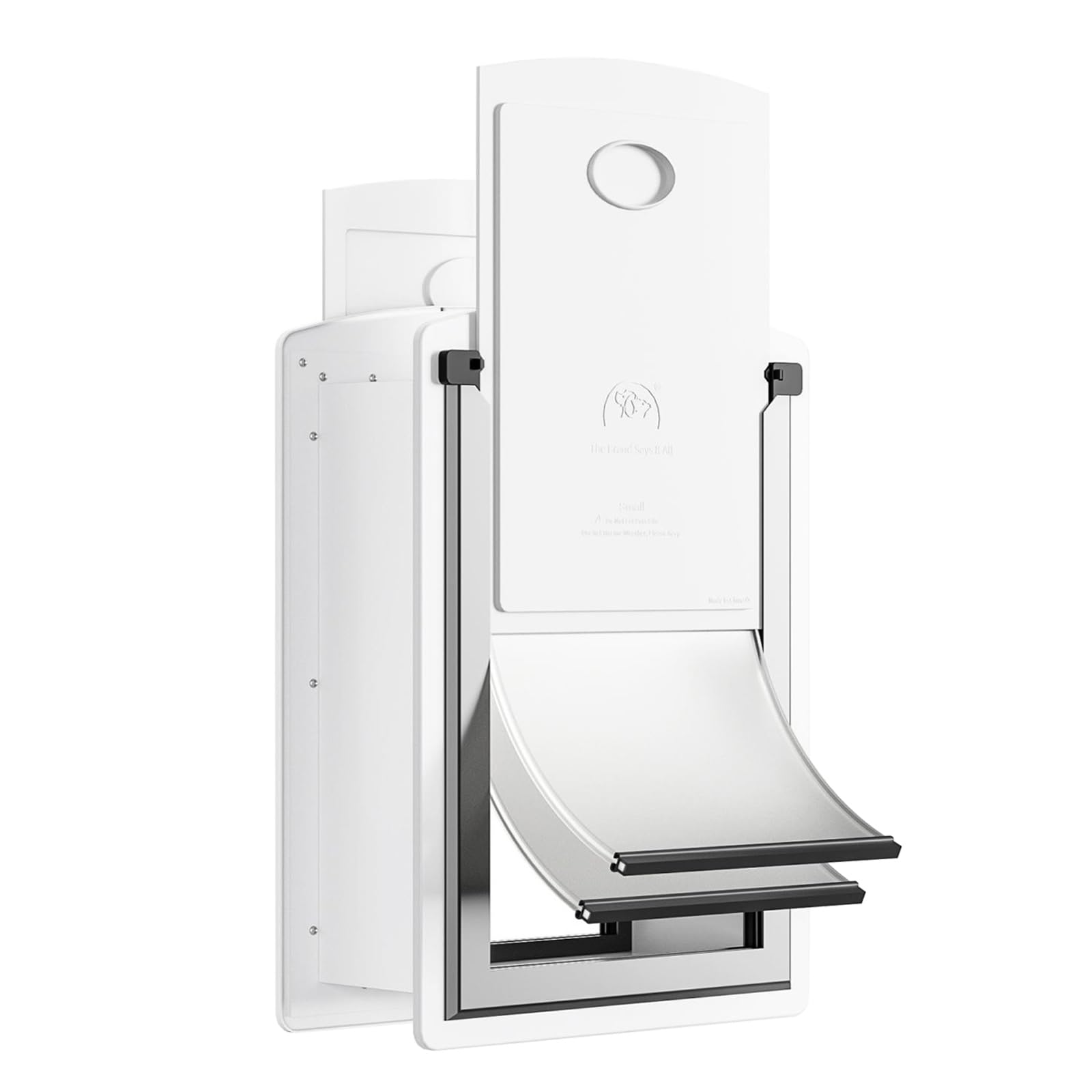 DECORMAX Steel Dog Door for Wall, Energy Efficient Pet Door, Telescoping Tunnel and Steel Frame, Double Magnetic Flaps and Two S