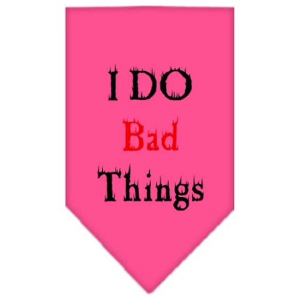 Pet and Dog Bandana Screen Printed, &quot;I Do Bad Things&quot; Bright Pink Large