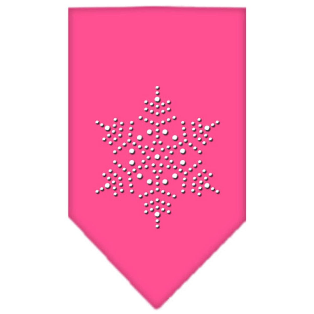 Christmas Pet and Dog Bandana Rhinestone, &quot;Snowflake&quot; Bright Pink Large