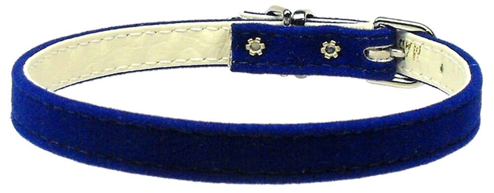 Dog, Puppy & Pet Plain Collar, &quot;3/8&quot; Velvet&quot; Blue 12