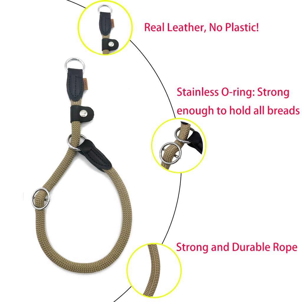 Aiminto Braided Round Martingale Dog Collar, Training Collar With Slidable Stop Ring And Adjustable Stopper - Ideal For Small Do