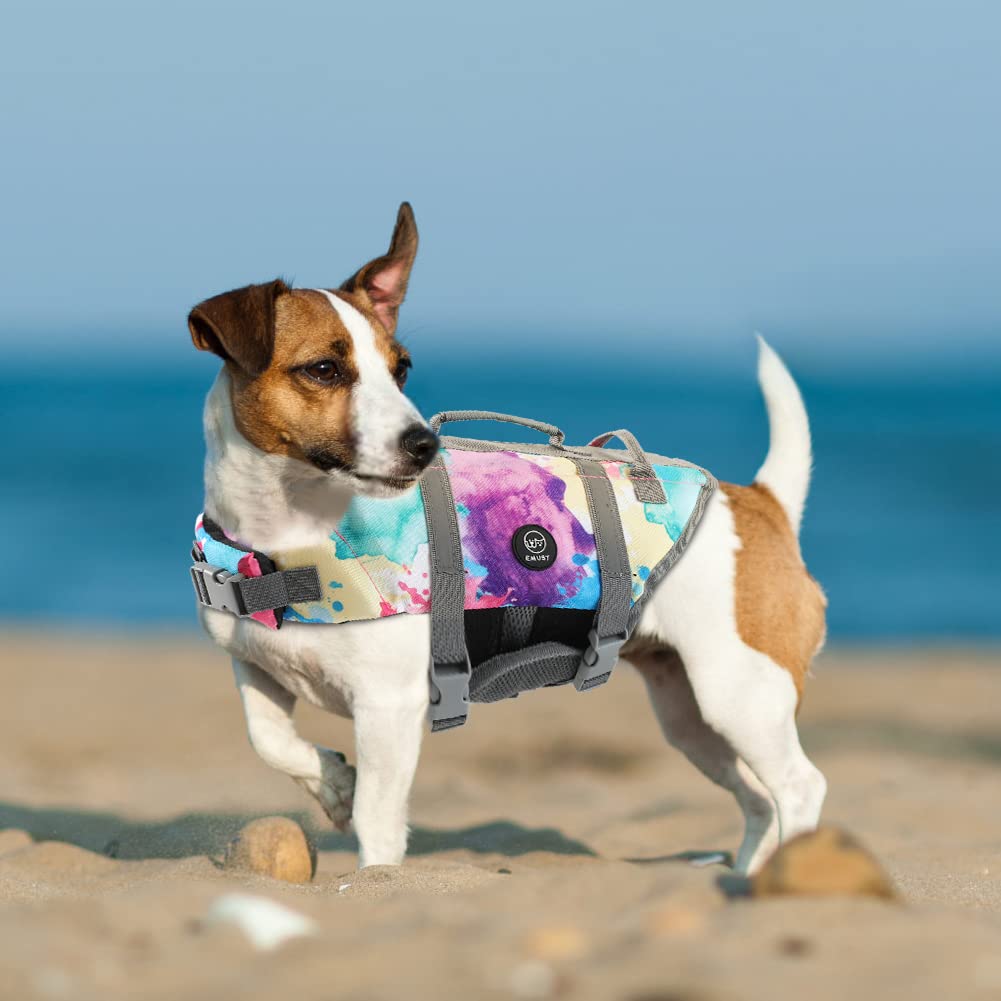 Emust Dog Life Preserver, Pet Life Vests For Swimming, Beach Boating With High Buoyancy, Dog Flotation Vest For Small/Medium/Lar