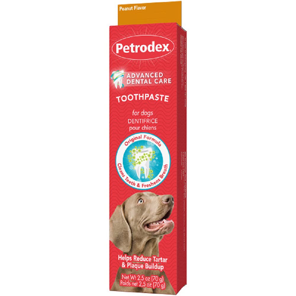 Petrodex Toothpaste For Dogs And Puppies, Cleans Teeth And Fights Bad Breath, Reduces Plaque And Tartar Formation, Enzymatic Toothpaste, Peanut Flavor, 2.5Oz