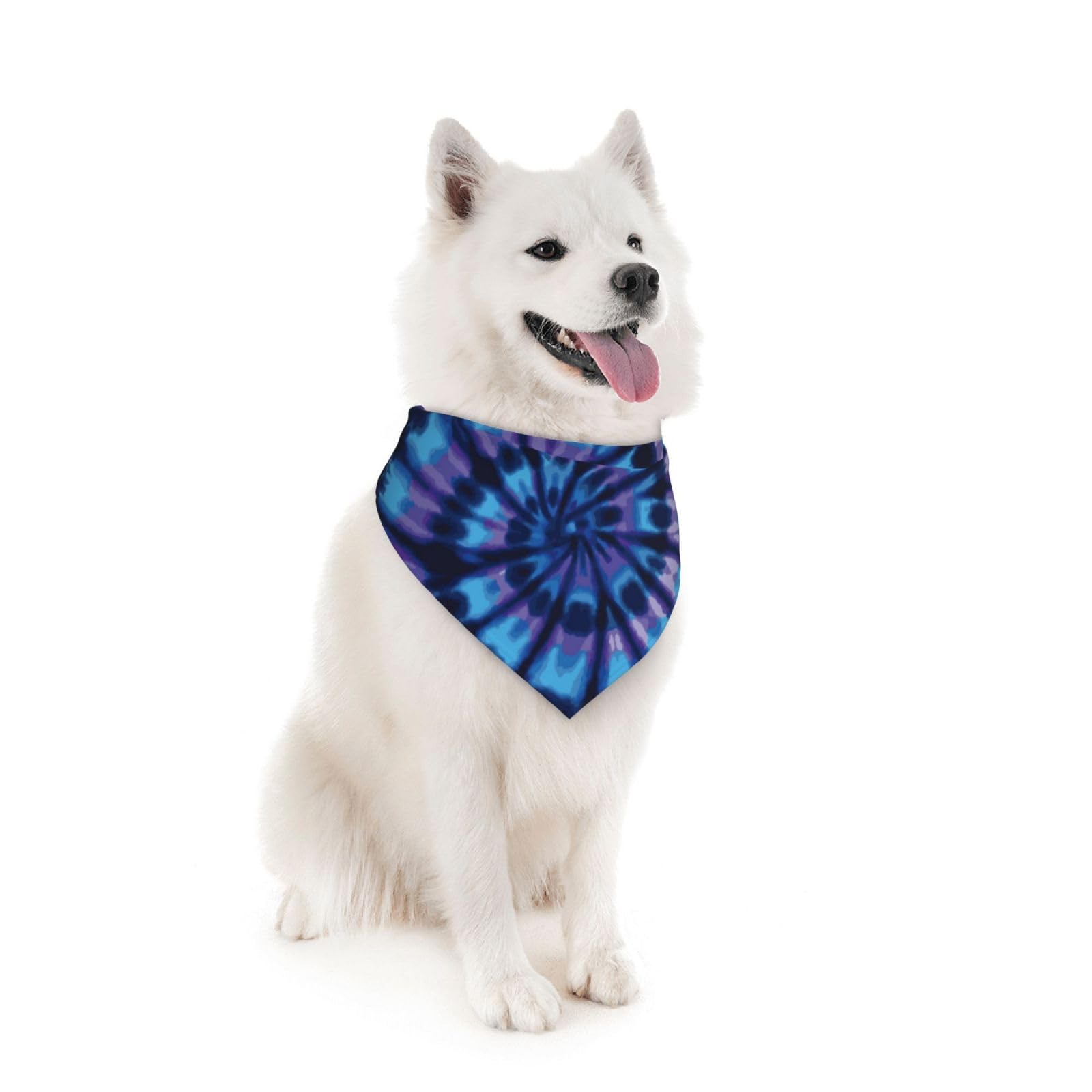 Tie Dye Blue Purple Dog Bandana Scarf Triangle Bibs Pet Accessories Cat Kerchief