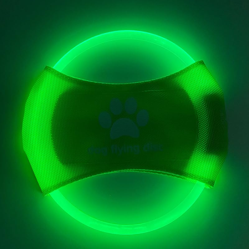 2pcs-Dog Training LED Luminous Frisbee, TPU Non Toxic Soft Rubber Teeth Grinding and Biting Resistant, Rechargeable Luminous Pet