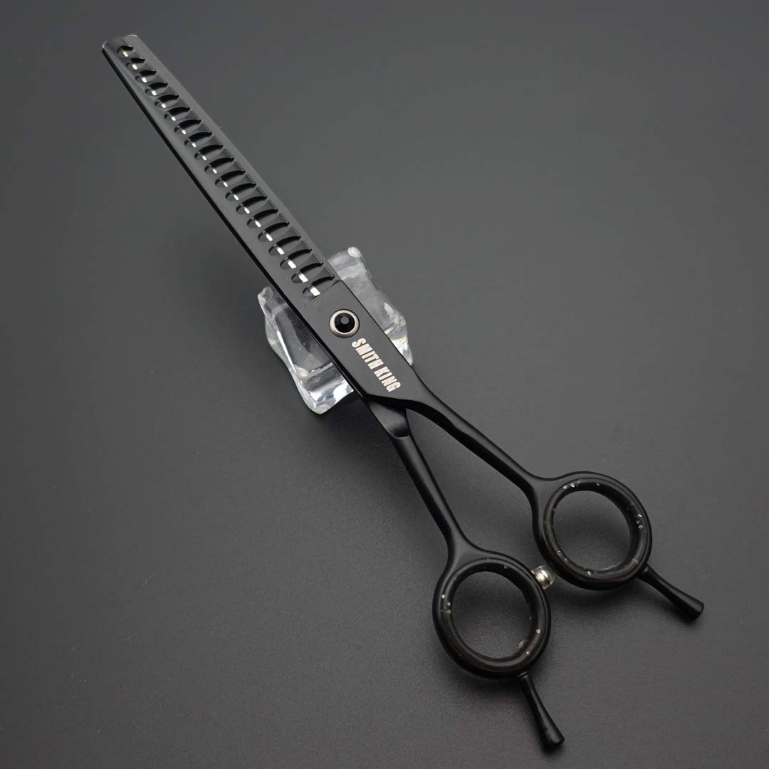 7.0 Inches Professional Dog Grooming Scissors Set Straight & Thinning & Curved & Chunkers & Comb 5Pcs In 1 Set For Left-Handed & Right Handed Black