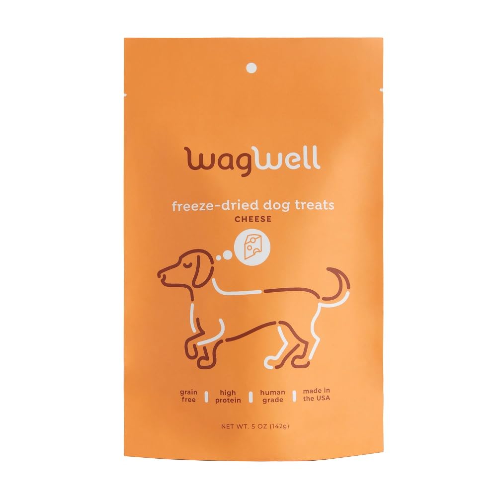 WagWell Freeze Dried Cheese Dog Treats - Grain-Free, High-Protein Pasteurized Dog Treats Made in The USA - Human-Grade, Minimall