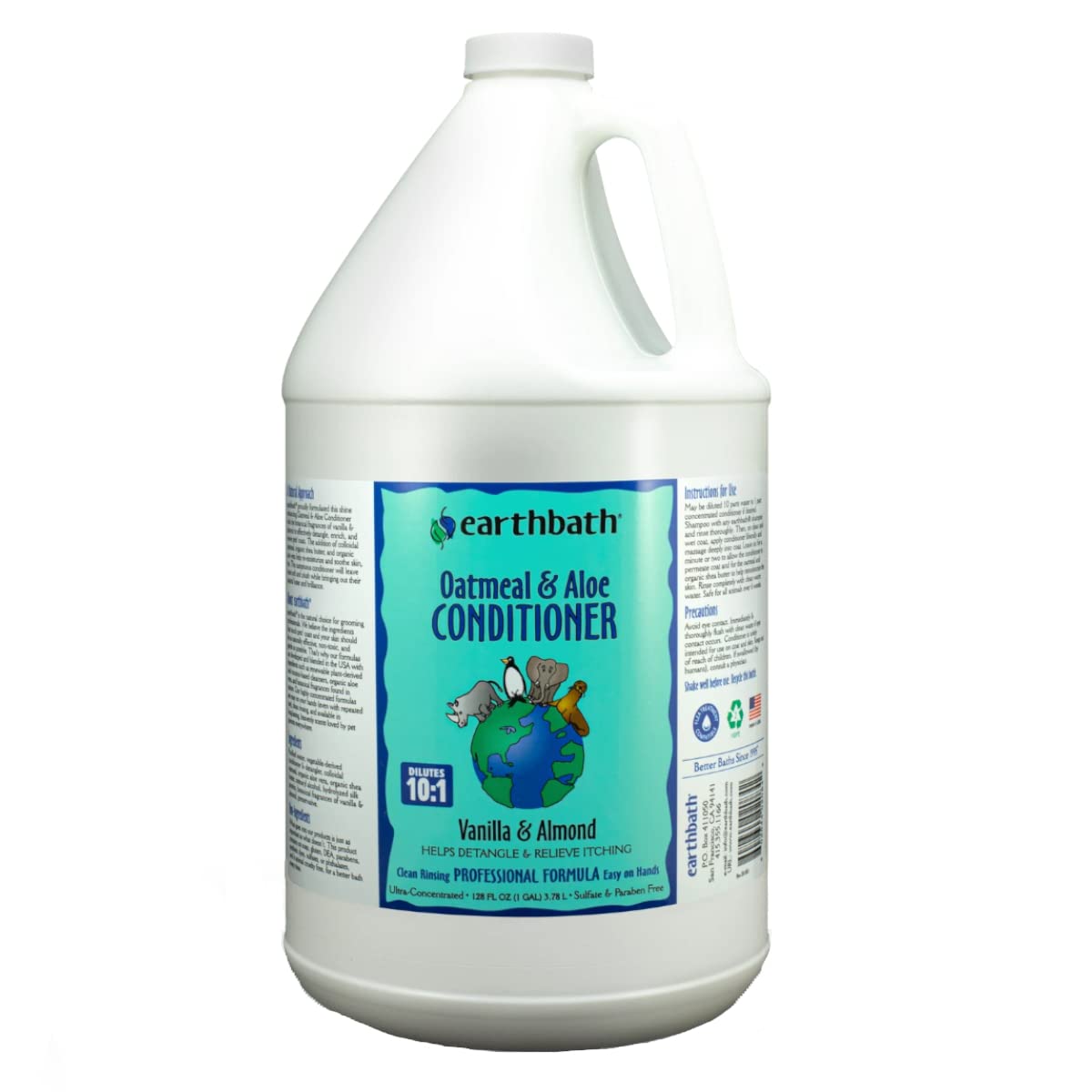 Earthbath, Oatmeal & Aloe Conditioner - Dog Conditioner For Allergies & Itching, Dry Skin, Helps Detangle & Relieve Itching, Made In Usa, Cruelty Free Pet Conditioners - 1 Gallon 128 Oz (1 Pack)