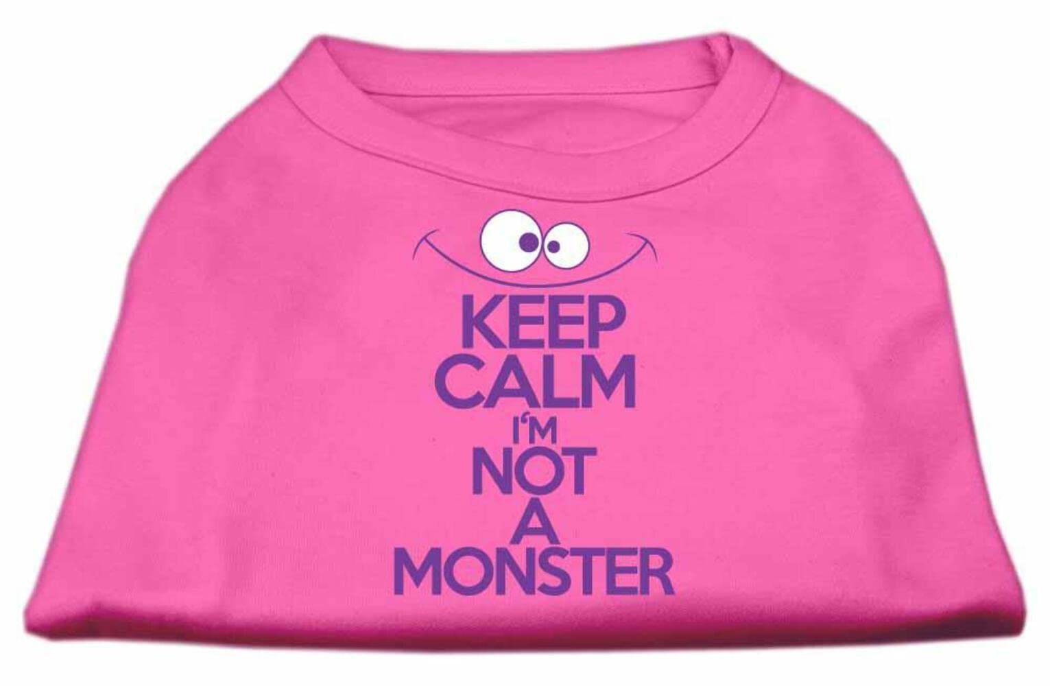 Pet Dog & Cat Shirt Screen Printed, Keep Calm I'm Not A Monster Bright Pink XL (14-20 lbs.)