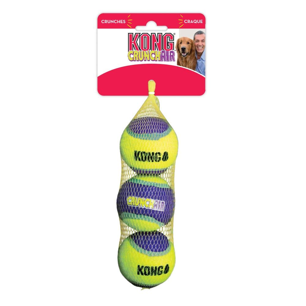 Kong - Crunchair Balls - Dog Fetch Toy, Crunch Tennis Balls, Gentle On Teeth - For Medium Dogs (3 Pack)