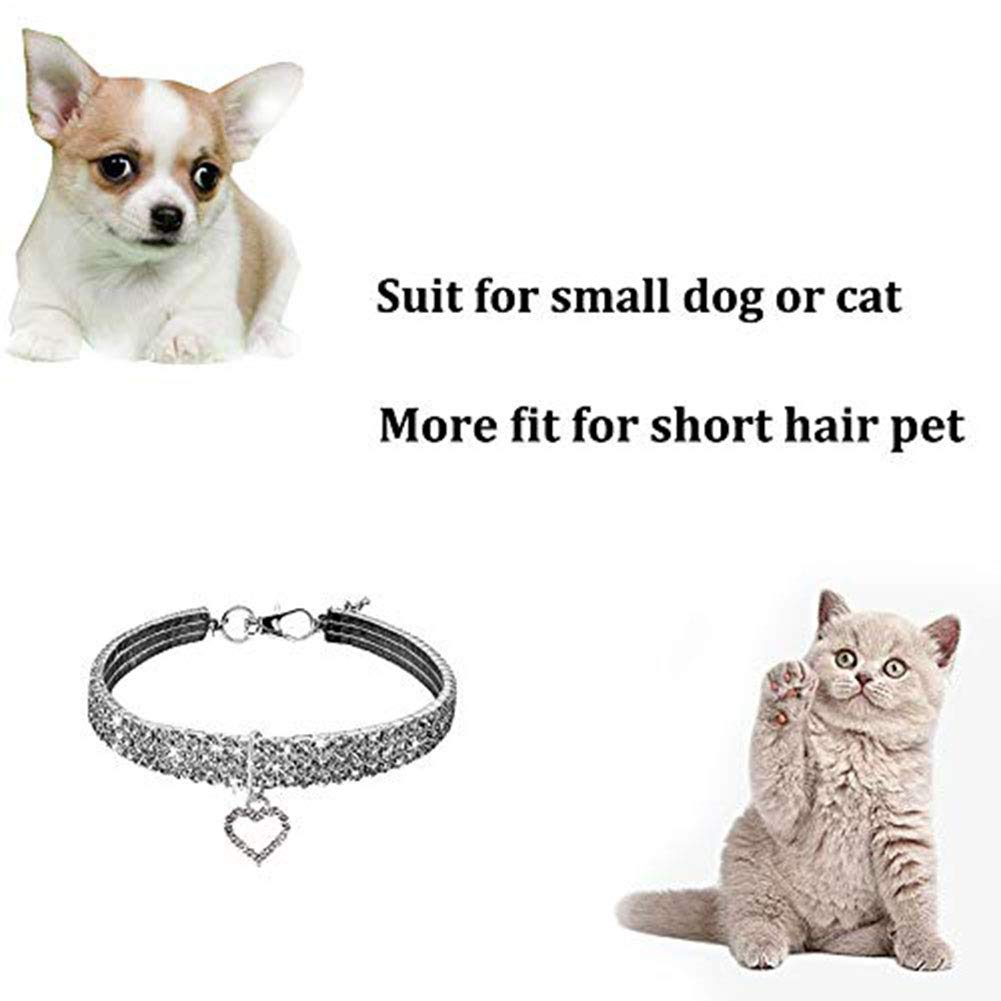 WoYous Rhinestones Dog Collar and Pearl Dog Necklace Set, Adjustable Neck Strap Bling Full Diamond Crystal Cute Pearl Dog Collar