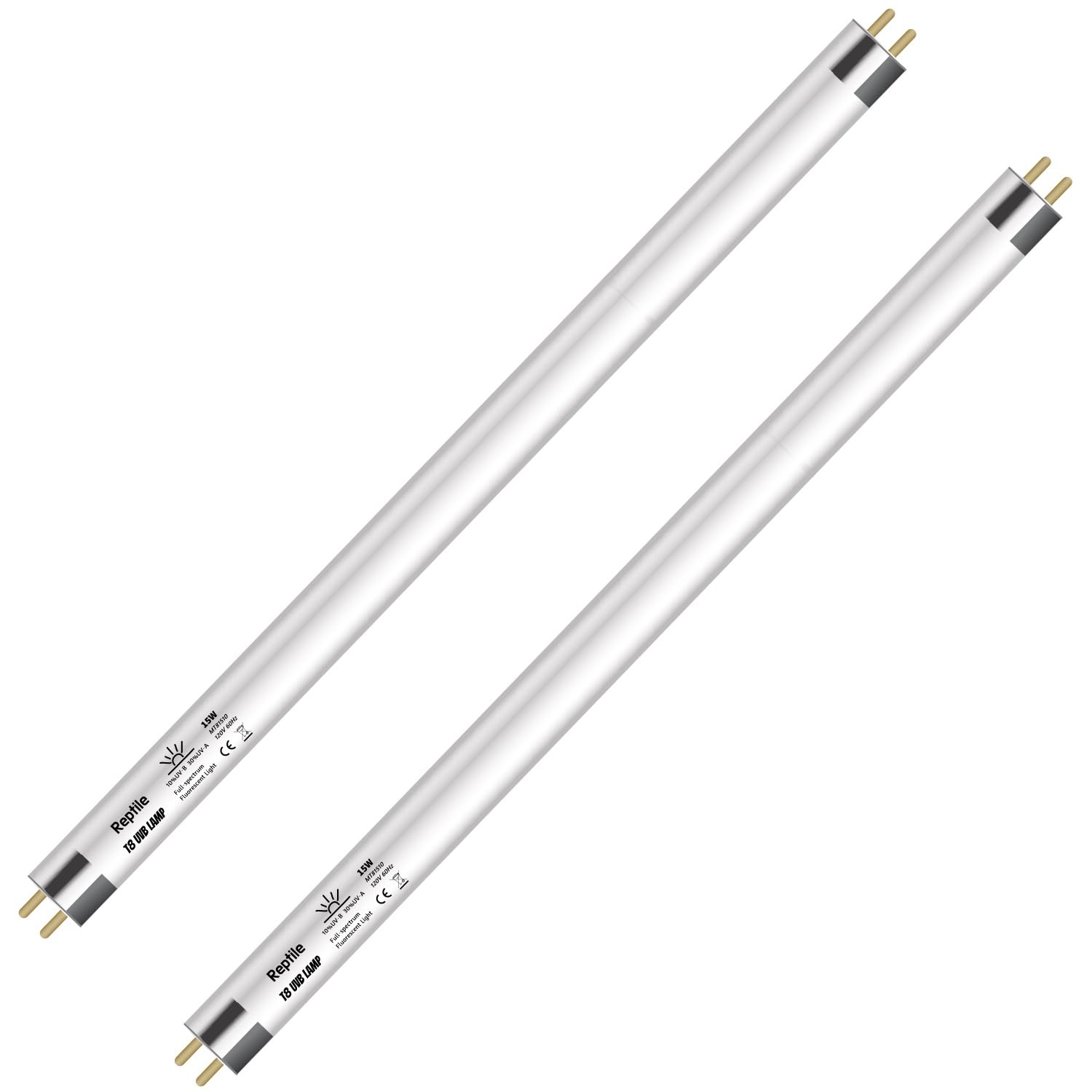 Reptiking T8 Uvb Reptile Lamp, 2-Pack 15W 10.0 Uvb Light Bulbs, German Raw Material Fluorescent Lamp, Liner Uvb Tube For Desert-