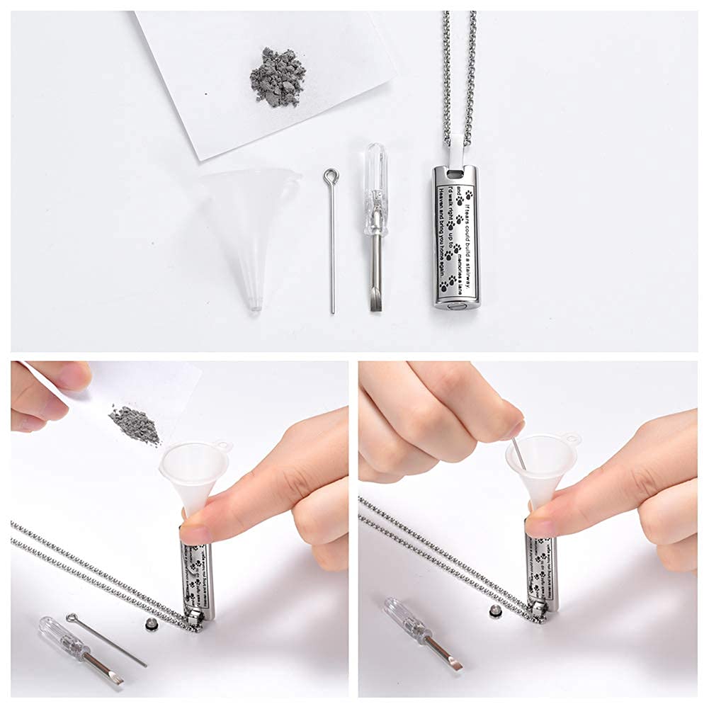 Hearbeingt Cremation Jewelry Urn Necklace For Ashes, Pet Paw Print Memorial Pendant For Dog Cat Ashes Keepsake Locket For Men For Women