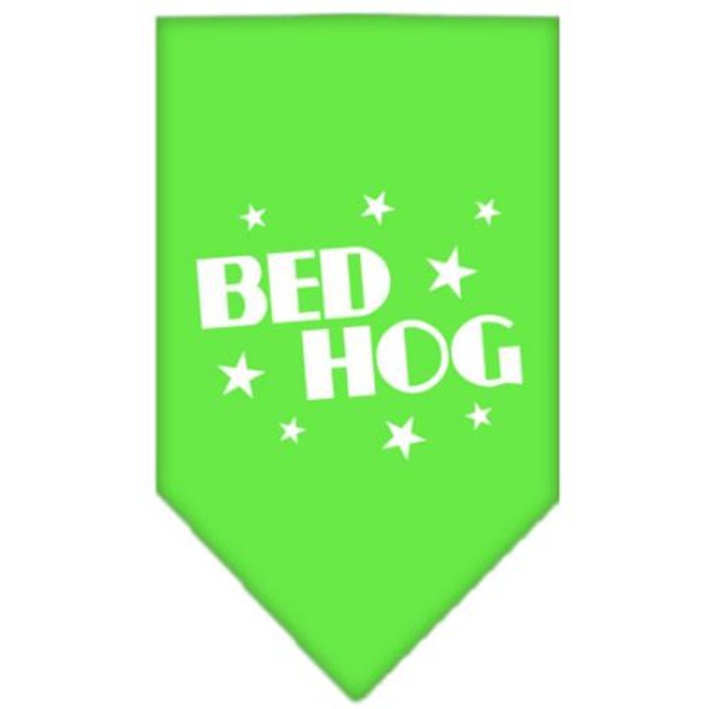 Pet and Dog Bandana Screen Printed, &quot;Bed Hog&quot; Lime Green Small