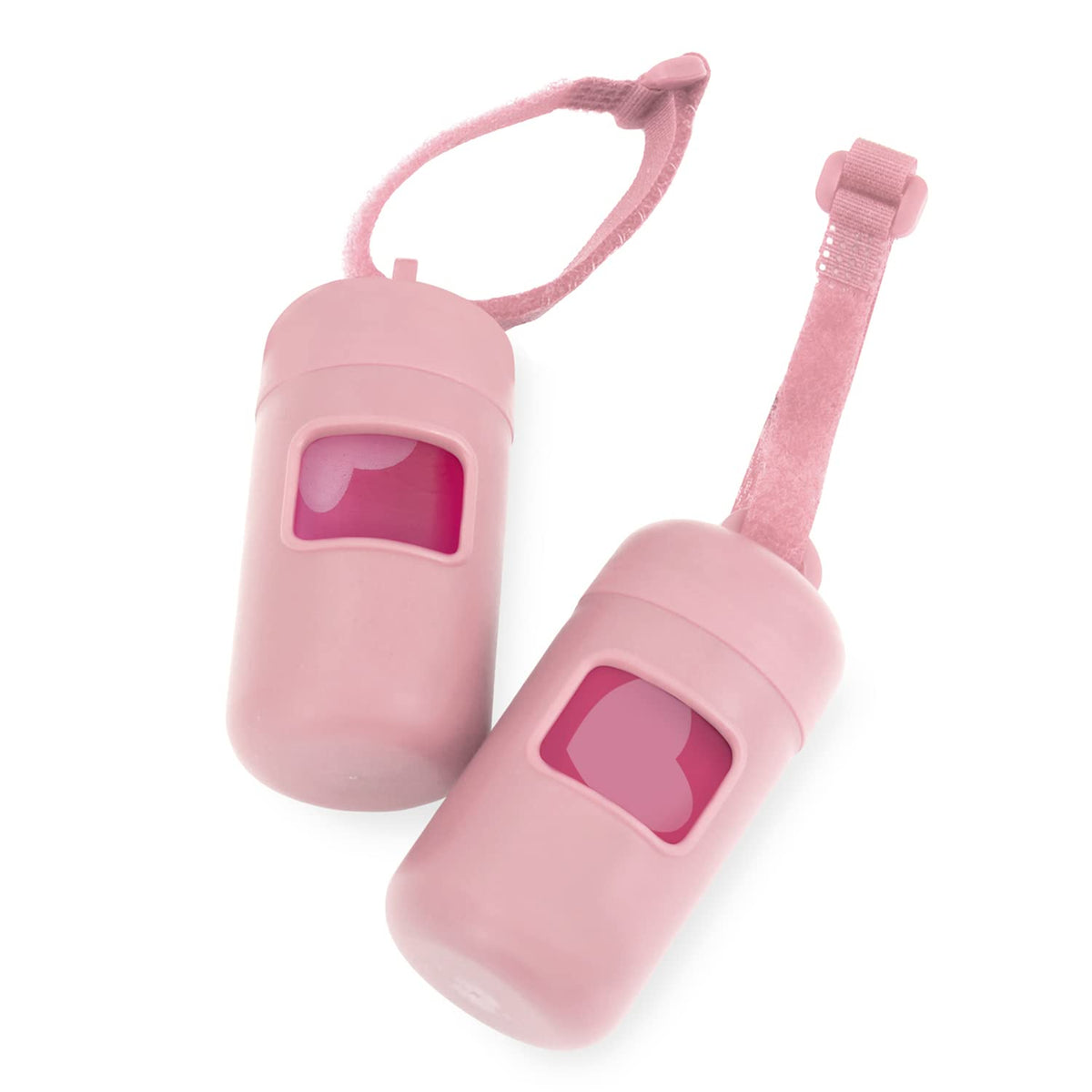 Best Pet Supplies Dog Poop Bag Holder Leash Attachment Reusable Dispenser For Travel, Walking, Park, And Outdoor Use, Durable With Clip-On - Pink, Pack Of 2