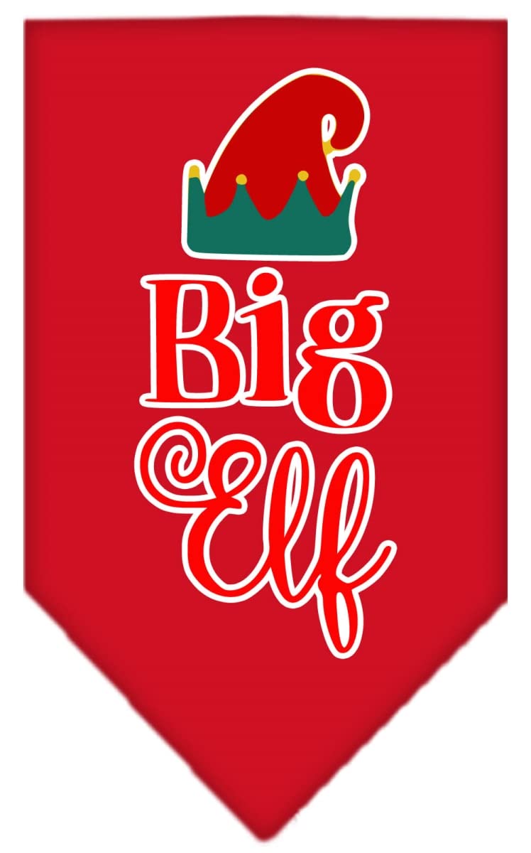 Christmas Pet and Dog Bandana Screen Printed, &quot;Big Elf&quot; Red Small