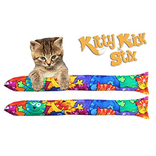 Kitty Kick Stix 15' Original Catnip Kicker Toy (Set Of 2), Made In Usa (Happy Cat)